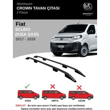 Turtle Fıat Scudo Kısa Şasi (L1) (Panelvan) 2017-2026 Crown Tavan Çıtası-Siyah (Kısa Şasi)