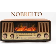 Nobrelto Everton RT-703 Nostaljik Seri Radyo - Alev Efektli Solar Panelli Bluetooth/usb/sd Çalar