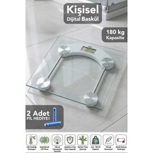 Meleni Home Kişisel Dijital Baskül 180KG Kapasiteli Şeffaf Cam LCD Ekranlı Kullanıcı Dostu Ölçüm