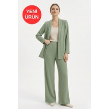 Kadın Açık Yaka Düğmesiz Gömlek Bürümcük Alt-Üst Takım