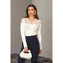 Shopping Shop Dantelli Hırka Bluz BEYAZ