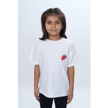 Toontoy Kız Çocuk Bisiklet Yaka Kısa Kollu  Baskılı Tişört 24978