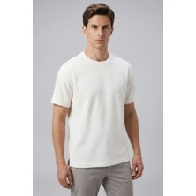Ekru Rahat Form Esnek Nefes Alabilir Erkek T-Shirt - 88495