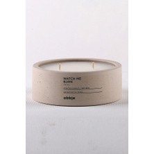 Obbje Amber Kokulu Beton Mum | Yatay Form | Çift Fitil | Modern Dekoratif Tasarım