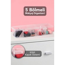 Meleni Home 1 Adet 5 Bölmeli Kapaklı Takı Kutusu - Şeffaf Yüzük Kolye Küpe Toka Düzenleyici Organizer Kutu