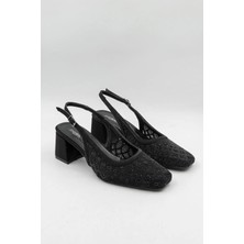 Park Moda Kadın Kısa Kalın Saten Sim Topuklu Ayakkabı Pm 492 - K2656