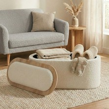 Zem Contes Bohem Sandıklı Orta Sehpa Puf/Bench, Kırık Beyaz