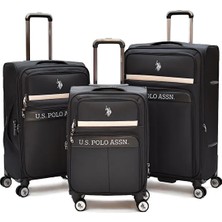 U.S. Polo Assn. Kumaş Körüklü Geniş Hacim Ultra Hafif 3 Lü Valiz Seti (Kabin Orta Büyük Boy)