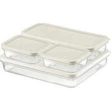 Çok Parçalı Saklama Kabı Seti, 4800 ml Toplam Hacim, 4 Parça (Beyaz)