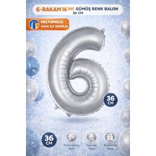 Party Express 16" Folyo Rakam 36CM "6" Silver / Gümüş