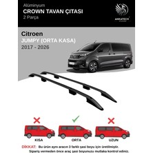 Turtle Cıtroen Jumpy Orta Şasi (L2) (Panelvan-Cıtyvan) 2017-2026  Crown Tavan Çıtası-Siyah (Orta Şasi)