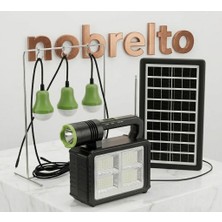Nobrelto Everton Solar Aydınlatma Sistemi - Güneş Panelli 3 Ampullü Bluetooth Radyolu Powerbank Seti