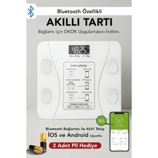 Meleni Home Dijital Bluetooth Baskül - Yağ Su Kas Vücut Kitle Endeksi Kilo Ölçer Tartı Vücut Analiz Cihazı Beyaz