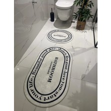 D'niss Home Bathroom Yazılı Banyo Paspası 2 Parça 60*100-50*60