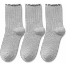 QUALITY WALKING 3’lü Kadın Bambu Dikişsiz Çorap Fırfır Detaylı Tasarım Ipeksi His Rahat Kullanım