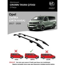 Turtle Opel Zafira Orta Şasi (L2) (Panelvan-Cıtyvan) 2017-2026  Crown Tavan Çıtası-Siyah (Orta Şasi)