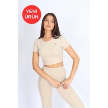 Kadın Organik Kumaş Bisiklet Yaka Vücuda Oturan Slim Fit Atlet Bluz