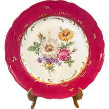 Fransız Couleuvre El Boyama Poselen Dekor Tabağı - 24 cm Çapında