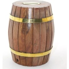 MiraLive Pirinç Ahşap Fıçı Kumbara 12.5 cm