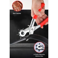 MiraLive 6 Başlıklı Döner Kemer Delme Aleti Metal Delik Açıcı Pense, Deri Kanvas Kemer Delme Makinesi