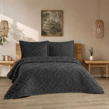D'niss Home Iskandinav Jasmin 3 Parça Çift Kişilik Yatak Örtüsü Antrasit