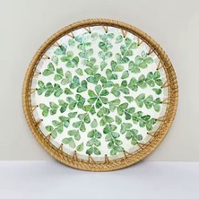 Renesse Home Malindi El Yapımı Rattan Tepsi 30 cm – Doğal Hasır Sunum Tepsisi, Bohem Dekoratif Servis Tepsisi