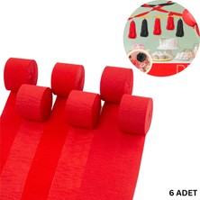 Roco Paper Co. Kırmızı Krapon Kağıdı Rulosu, Çiçek Yapım, Parti, El Işi Süsleme Kağıdı, 6 Adet, 4.5 cm x 22 Metre