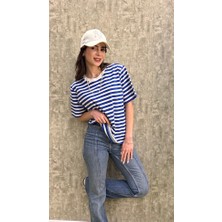 Leilaa Çizgili Basic T-Shirt