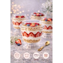 Pointpack 20'li Papatya Desenli Magnolia Kabı 270 cc – Şeffaf Ayaklı Kapaklı Magnolia Kasesi, Tatlı Sunum Kabı