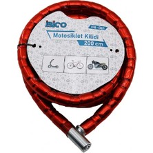MiraLive Kırmızı Motor Bisiklet Kilidi 22 mm x 200 cm