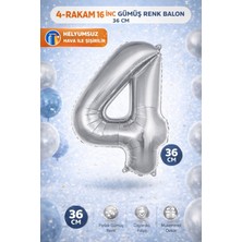 Party Express 16" Folyo Rakam 36CM "4" Silver / Gümüş