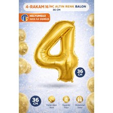 Party Express 16" Folyo Rakam 36CM "4" Gold / Altın
