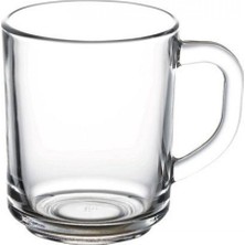 Paşabahçe 55029 Cam Kulplu Kupa 6'lı Beyaz Desenli Porselen Malzeme ile Şık Sunum