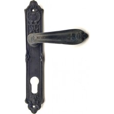 MiraLive Eco Lounge Antika Tarz Dekoratif Pirinç Çiçekli Banyo Kapı Kolu - 240X40 Mm, Oksit