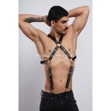 Alfa Aksesuar 03 Giyim Şık Erkek  Gömlek Kemeri, Erkek  Pantolon Askısı, Deri Göğüs Harness - BRFM84 Beruflic