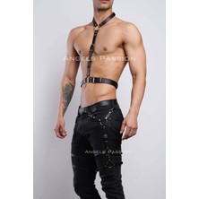 Alfa Aksesuar 03 Giyim Erkek  Jartiyer ve Göğüs Harness, Deri Erkek  Bacak Harness, Deri Göğüs Harness, Partywe