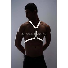 Alfa Aksesuar 03 Giyim Karanlıkta Parlayan (Reflektörlü) Erkek  Göğüs Harness, Erkek  Parti Giyim - BRFM108 Ber