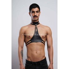 Alfa Aksesuar 03 Giyim Erkek  Parti Aksesuarı, Şık Deri Harness Kemer, Erkek  Deri Göğüs Harness - BRFM113 Beru