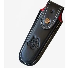 MiraLive Eco Lounge Kurt Figürlü Hakiki Deri Çakı Kılıfı No:2, 12 x 4 cm - Kemerlikli