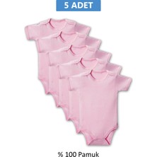 MiraLive Pembe Yarım Kol Body Zıbın 2-7 Yaş Çocuklar Için (5 Adet) Alttan Çıtçıtlı Özel Gereksin