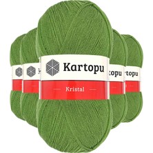 MiraLive 5 Adet Kristal Çift Katlı El Örgü Lif Ipi Açık Yeşil K442