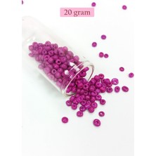 MiraLive Dökme Cam Kum Boncuk Büyük Boy (6/0) 4 mm - 20 Gram - Eflatun - BNC102