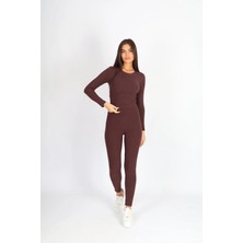 Soft & Basic Kadın Slım Fit Toparlayıcı ve Esnek Kahverengi Tayt