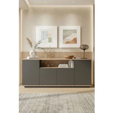 Robin Home Loft Konsol 4 Kapaklı Raflı 180CM Çam-Antrasit