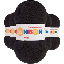 MiraLive 5 Adet Kristal El Örgü Lif Ipi Siyah 98206