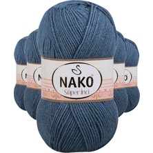 MiraLive 5 Adet Süper Inci El Örgü Ipi 100 gr Fırtına Mavi 185