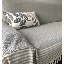 Coperta Gri Pamuklu Koltuk Örtüsü Kolları Örten 180 x 300 cm Kayma Yapmaz Özellikli