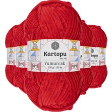 MiraLive 5 Adet Yumurcak Kadife El Örgü Ipi Açık Kırmızı K165