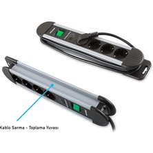 SHC4200 S-Link Swapp SPGKS03, 3 Soket, Akım Korumalı Priz, 1.5mt Kablo, 900 Joule (Gri) Bakır