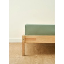 %100 Pamuk Saten Tek Kişilik Lastikli Çarşaf Sisli Yeşil (100x200x35 cm)